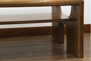 和製ビンテージ　maruni(マルニ木工)　ガラストップがお洒落なセンターテーブル(ローテーブル、リビングテーブル、カフェテーブル、座卓、ヴィンテージ)(R-070805)