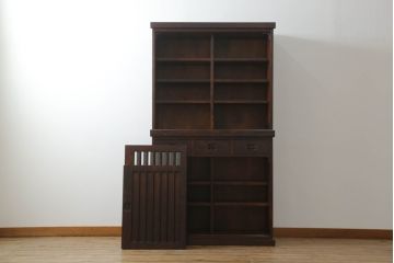 中古　民芸家具　和光　NEW北樹　水屋105K　上質な和の空間を演出する二段重ね水屋箪笥(食器棚、茶箪笥、キャビネット、収納棚、戸棚、店舗什器)(R-070814)