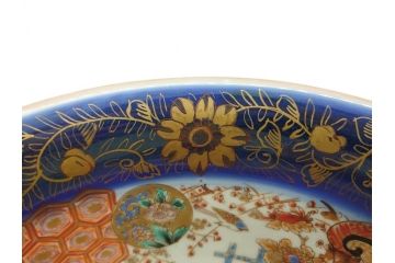 明治期　上手物　伊万里　金彩　色絵　鳳凰　龍　花鳥文　約28cm　9.2寸　鮮やかな色彩が素敵な大鉢(深鉢、和皿、和食器、共箱付き、九寸二分)(R-070849)