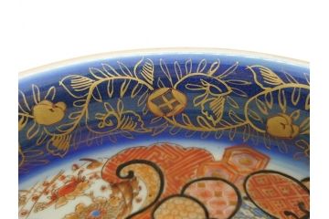 明治期　上手物　伊万里　金彩　色絵　鳳凰　龍　花鳥文　約28cm　9.2寸　鮮やかな色彩が素敵な大鉢(深鉢、和皿、和食器、共箱付き、九寸二分)(R-070849)