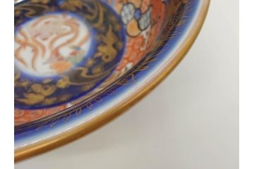 明治期　上手物　伊万里　金彩　色絵　鳳凰　龍　花鳥文　約28cm　9.2寸　鮮やかな色彩が素敵な大鉢(深鉢、和皿、和食器、共箱付き、九寸二分)(R-070849)