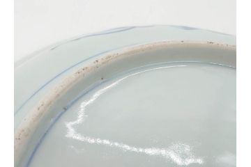 江戸期　古伊万里　角福　染付　菊桐地紋　約27cm　8.9寸　食卓を爽やかに彩る大皿(深皿、和皿、和食器、八寸九分)(R-070850)