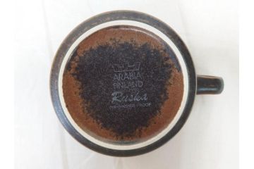 ARABIA FINLAND　Ruska(ルスカ)　Ulla Procope(ウラ・プロコッペ)　それぞれ違った深みのあるブラウンが魅力的なコーヒーカップ&ソーサー4客セット(アラビア、フィンランド、Sモデル、北欧食器、C&S)(R-070853)