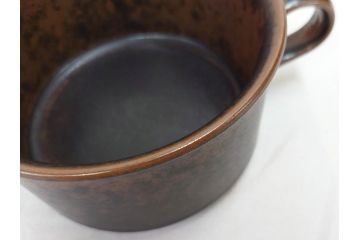 ARABIA FINLAND　Ruska(ルスカ)　Ulla Procope(ウラ・プロコッペ)　それぞれ違った深みのあるブラウンが魅力的なコーヒーカップ&ソーサー3客セット(アラビア、フィンランド、Sモデル、北欧食器、C&S)(R-070854)
