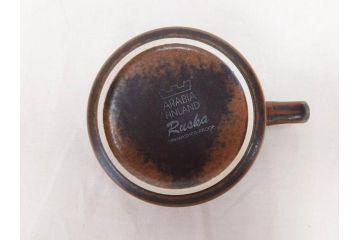 ARABIA FINLAND　Ruska(ルスカ)　Ulla Procope(ウラ・プロコッペ)　それぞれ違った深みのあるブラウンが魅力的なコーヒーカップ&ソーサー3客セット(アラビア、フィンランド、Sモデル、北欧食器、C&S)(R-070854)