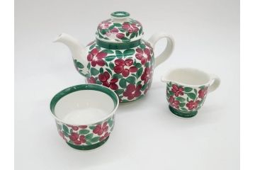ARABIA FINLAND　希少シリーズ　Purpuri Jenkka(プルプリ イェンカ)　Ulla Procope(ウラ・プロコッペ)　なめらかなフォルムと上品な佇まいが素敵なティーポット&クリーマー&シュガーボウル3点セット(アラビア、フィンランド、Sモデル、ミルクジャー、ミルクポット、北欧食器)(R-070855)