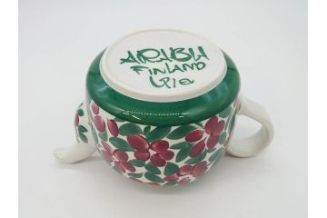 ARABIA FINLAND　希少シリーズ　Purpuri Jenkka(プルプリ イェンカ)　Ulla Procope(ウラ・プロコッペ)　なめらかなフォルムと上品な佇まいが素敵なティーポット&クリーマー&シュガーボウル3点セット(アラビア、フィンランド、Sモデル、ミルクジャー、ミルクポット、北欧食器)(R-070855)
