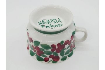 ARABIA FINLAND　希少シリーズ　Purpuri Jenkka(プルプリ イェンカ)　Ulla Procope(ウラ・プロコッペ)　可愛らしいデザインで華やかな雰囲気溢れるカップ&ソーサー3客セット(アラビア、フィンランド、北欧食器、C&S)(R-070856)
