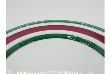 ARABIA FINLAND　希少シリーズ　Purpuri Jenkka(プルプリ イェンカ)　Ulla Procope(ウラ・プロコッペ)　赤と緑のラインが食卓を華やかに彩るプレート3枚セット(アラビア、フィンランド、Sモデル、皿、北欧食器)(R-070858)
