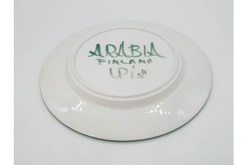 ARABIA FINLAND　希少シリーズ　Purpuri Jenkka(プルプリ イェンカ)　Ulla Procope(ウラ・プロコッペ)　赤と緑のラインが食卓を華やかに彩るプレート3枚セット(アラビア、フィンランド、Sモデル、皿、北欧食器)(R-070858)