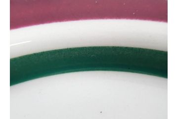 ARABIA FINLAND　希少シリーズ　Purpuri Jenkka(プルプリ イェンカ)　Ulla Procope(ウラ・プロコッペ)　赤と緑のラインが食卓を華やかに彩るプレート3枚セット(アラビア、フィンランド、Sモデル、皿、北欧食器)(R-070858)