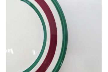 ARABIA FINLAND　希少シリーズ　Purpuri Jenkka(プルプリ イェンカ)　Ulla Procope(ウラ・プロコッペ)　赤と緑のラインが食卓を華やかに彩るプレート3枚セット(アラビア、フィンランド、Sモデル、皿、北欧食器)(R-070859)