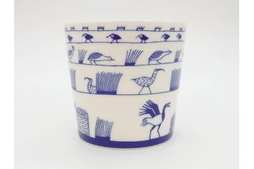 iittala(イッタラ)　廃盤　オイバ・トイッカ50周年記念　バード　イッタラ×つぼいねね　2009　1000個限定　可愛らしいデザインが魅力的なマグカップ2客セット(北欧食器、鳥、ブルー)(R-070861)