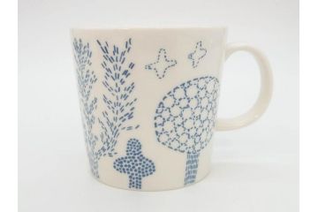 iittala(イッタラ)　廃盤　オイバ・トイッカ50周年記念　バード　イッタラ×つぼいねね　2009　1000個限定　可愛らしいデザインが魅力的なマグカップ2客セット(北欧食器、鳥、ブルー)(R-070861)