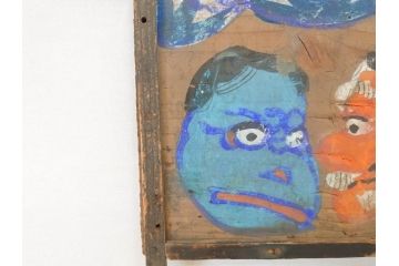 時代物　1枚1枚丁寧に描かれたどこか懐かしい雰囲気の絵馬6枚セット(木製、木板、肉筆、手描き、天狗、烏天狗、神社、人物、拝み絵馬)(R-070862)