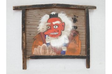 時代物　1枚1枚丁寧に描かれたどこか懐かしい雰囲気の絵馬6枚セット(木製、木板、肉筆、手描き、天狗、烏天狗、神社、人物、拝み絵馬)(R-070862)