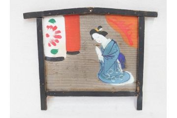時代物　1枚1枚丁寧に描かれたどこか懐かしい雰囲気の絵馬6枚セット(木製、木板、肉筆、手描き、天狗、烏天狗、神社、人物、拝み絵馬)(R-070862)