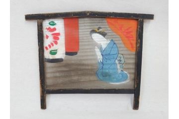 時代物　1枚1枚丁寧に描かれたどこか懐かしい雰囲気の絵馬6枚セット(木製、木板、肉筆、手描き、天狗、烏天狗、神社、人物、拝み絵馬)(R-070862)