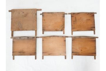 時代物　1枚1枚丁寧に描かれたどこか懐かしい雰囲気の絵馬6枚セット(木製、木板、肉筆、手描き、天狗、烏天狗、神社、人物、拝み絵馬)(R-070862)