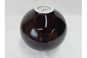 重要無形文化財　人間国宝　柳雨軒　徳田正彦(三代徳田八十吉)　九谷焼　碧明釉　美しい濃淡に思わず見惚れてしまう壺(碧明燿彩、壷、花器、花瓶、花入、共箱付き)(R-070863)
