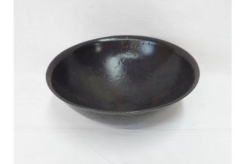 小林東五　對州窯　天目　約26cm　8.6寸　味わい深い和の雰囲気漂う鉢(深皿、和食器、八寸六分、共箱付き)(R-070864)