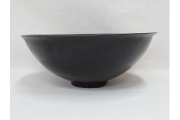 小林東五　對州窯　天目　約26cm　8.6寸　味わい深い和の雰囲気漂う鉢(深皿、和食器、八寸六分、共箱付き)(R-070864)