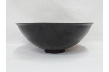 小林東五　對州窯　天目　約26cm　8.6寸　味わい深い和の雰囲気漂う鉢(深皿、和食器、八寸六分、共箱付き)(R-070864)