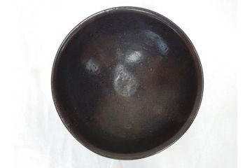 小林東五　對州窯　天目　約26cm　8.6寸　味わい深い和の雰囲気漂う鉢(深皿、和食器、八寸六分、共箱付き)(R-070864)