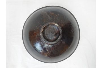 小林東五　對州窯　天目　約26cm　8.6寸　味わい深い和の雰囲気漂う鉢(深皿、和食器、八寸六分、共箱付き)(R-070864)