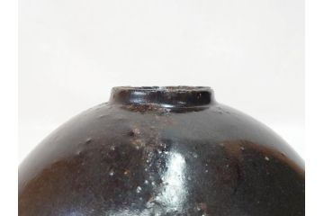 小林東五　對州窯　天目　約26cm　8.6寸　味わい深い和の雰囲気漂う鉢(深皿、和食器、八寸六分、共箱付き)(R-070864)