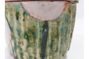 土岐市指定重要無形文化財　永江港史　市の沢窯　織部よばなし　深みのある色味と洗練された意匠が目を惹く蓋碗5客セット(蓋向付、織部焼、和食器、共箱付き)(R-070865)