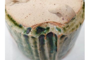 土岐市指定重要無形文化財　永江港史　市の沢窯　織部よばなし　深みのある色味と洗練された意匠が目を惹く蓋碗5客セット(蓋向付、織部焼、和食器、共箱付き)(R-070865)