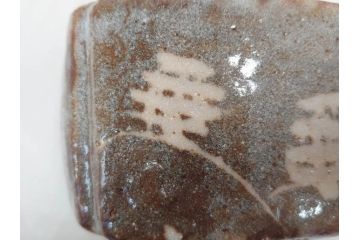 時代物　鼠志野(鼠志埜)　絵柄と色合いが落ち着いた和の雰囲気を醸し出す入隅四方向付5客セット(尾州門戸家伝来、美濃焼、和食器、共箱付き)(R-070870)