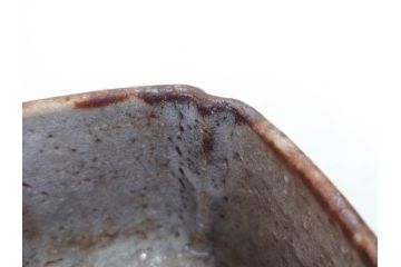 時代物　鼠志野(鼠志埜)　絵柄と色合いが落ち着いた和の雰囲気を醸し出す入隅四方向付5客セット(尾州門戸家伝来、美濃焼、和食器、共箱付き)(R-070870)
