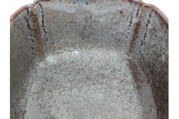時代物　鼠志野(鼠志埜)　絵柄と色合いが落ち着いた和の雰囲気を醸し出す入隅四方向付5客セット(尾州門戸家伝来、美濃焼、和食器、共箱付き)(R-070870)