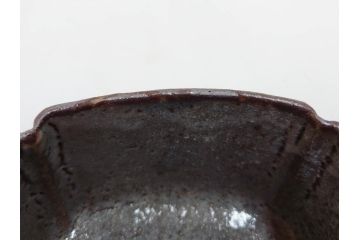 時代物　鼠志野(鼠志埜)　絵柄と色合いが落ち着いた和の雰囲気を醸し出す入隅四方向付5客セット(尾州門戸家伝来、美濃焼、和食器、共箱付き)(R-070870)