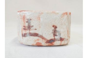 時代物　絵志野(絵志埜)　金継ぎ　優しい色合いが親しみを感じる入隅四方向付5客セット(尾州門戸家伝来、美濃焼、和食器、共箱付き)(R-070871)