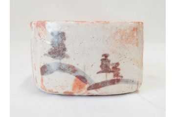 時代物　絵志野(絵志埜)　金継ぎ　優しい色合いが親しみを感じる入隅四方向付5客セット(尾州門戸家伝来、美濃焼、和食器、共箱付き)(R-070871)
