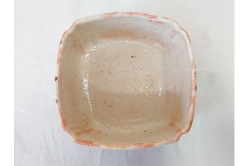 時代物　絵志野(絵志埜)　金継ぎ　優しい色合いが親しみを感じる入隅四方向付5客セット(尾州門戸家伝来、美濃焼、和食器、共箱付き)(R-070871)