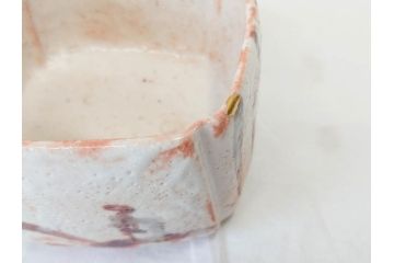 時代物　絵志野(絵志埜)　金継ぎ　優しい色合いが親しみを感じる入隅四方向付5客セット(尾州門戸家伝来、美濃焼、和食器、共箱付き)(R-070871)