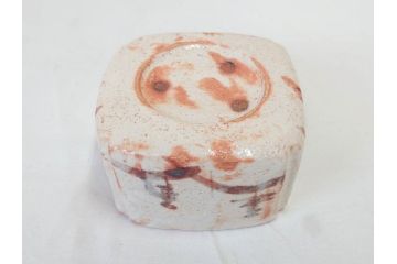 時代物　絵志野(絵志埜)　金継ぎ　優しい色合いが親しみを感じる入隅四方向付5客セット(尾州門戸家伝来、美濃焼、和食器、共箱付き)(R-070871)