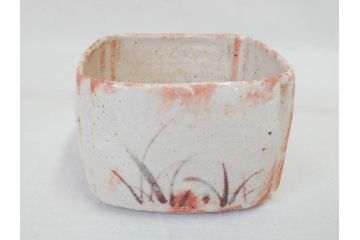 時代物　絵志野(絵志埜)　金継ぎ　優しい色合いが親しみを感じる入隅四方向付5客セット(尾州門戸家伝来、美濃焼、和食器、共箱付き)(R-070871)