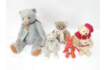 Teddy Bear(テディベア)とHarris Tweed(ハリスツイード)　バニー　見ているだけで癒される可愛らしいぬいぐるみ6体セット(くま、クマ、ドイツ、Keita、KUMAYA、Hiroko、オールドブルー、限定、LIMITED EDITION、うさぎ、ウサギ、モヘア、人形)(検索ワード:シュタイフ)(R-070872)