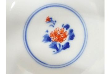 明治期　九谷焼　色絵　龍文　約11cm　3.6寸　食卓を鮮やかに演出する蓋付き茶碗5客セット(三寸六分、和食器)(R-070873)
