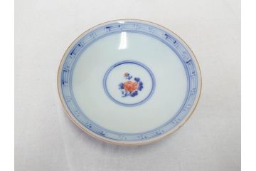 明治期　九谷焼　色絵　龍文　約11cm　3.6寸　食卓を鮮やかに演出する蓋付き茶碗5客セット(三寸六分、和食器)(R-070873)