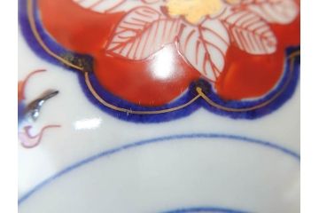 明治期　九谷焼　色絵　龍文　約11cm　3.6寸　食卓を鮮やかに演出する蓋付き茶碗4客セット(三寸六分、和食器)(R-070874)