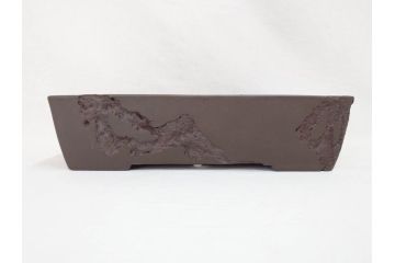 十王堂　松泉造　庚申　虫食い(虫喰)　一風変わったデザインが魅力的な長方鉢(盆栽、盆器、樹鉢、和鉢、植木鉢)(R-070875)