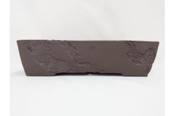 十王堂　松泉造　庚申　虫食い(虫喰)　一風変わったデザインが魅力的な長方鉢(盆栽、盆器、樹鉢、和鉢、植木鉢)(R-070875)