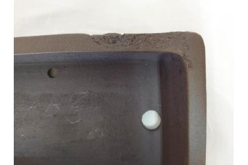 十王堂　松泉造　庚申　虫食い(虫喰)　一風変わったデザインが魅力的な長方鉢(盆栽、盆器、樹鉢、和鉢、植木鉢)(R-070875)