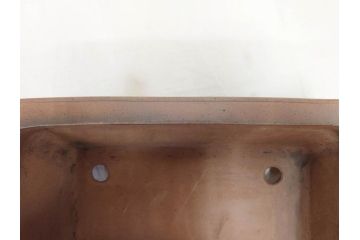 盆栽鉢作家　中野行山造　外縁下紐　素朴な風合いが温かい雰囲気を演出する長方鉢(盆栽、盆器、樹鉢、和鉢、植木鉢、泥鉢)(R-070876)